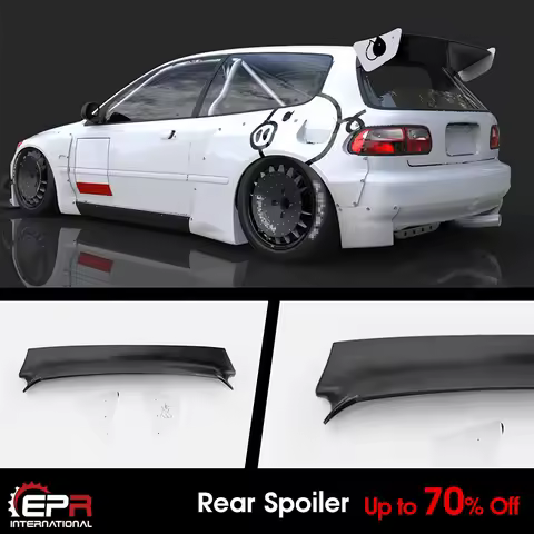 For Honda EG Civic Hatch Back RB Style FRP Unpainted Wide Body Rear Spoiler Roof Wing Exterior Body 