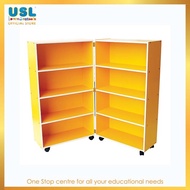 Economy Mobile Foldable Book Shelf  With Castor | Yellow Book Shelf | KId Book Shelf