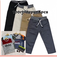 90k package includes 6 pieces of children's long chinos pants and Distro children's t-shirts kids ou
