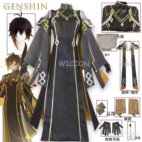 25COSFull Set HoYoverse Game Genshin Impact Zhongli Morax Rex Lapis Archon Cosplay Costume Character