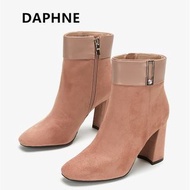 Daphne/達芙妮專櫃正品冬季新款女靴 時尚歐美風粗高跟女短靴 全新清倉 挑戰最低價 任選3件免運費