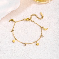 Women's Star and Moon Bracelet, Titanium Steel, Versatile Jewelry, Unique and Colorfast 9GZM