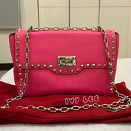 Valentino Garavani Rockstud Leather Crossbody粉紅鉚釘皮革斜背包正品二手精品