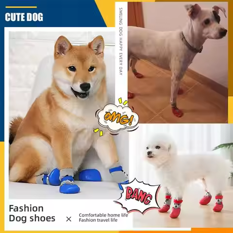 Winter Waterproof Pet Dipping Socks Anti-slip Warm Rubber Supplies Shoes Dog Knitting Pet Socks Sock