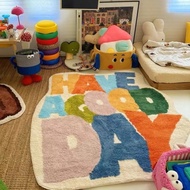 Bedroom Carpet Irregular Imitation Cashmere Floor Mat Dopamine Color Matching Living Room Household 