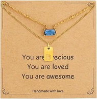 Initial Birthstone Necklaces for Women Gold Layered Necklace Dainty Letter A-Z Stack Initial Birthst