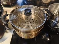 304不鏽鋼蒸煮鍋Stainless Steel Steamer Pot with Glass Lid