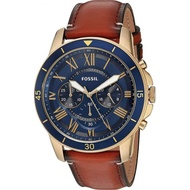 Authentic Fossil Men Grant Sport Navy Blue Dial Brown Leather FS5268 Jam Tangan Lelaki