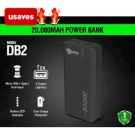 DMES DB2 2.4A 20000mAh Dual USB Output Type C and Micro USB Input Fast Charging Powerbank