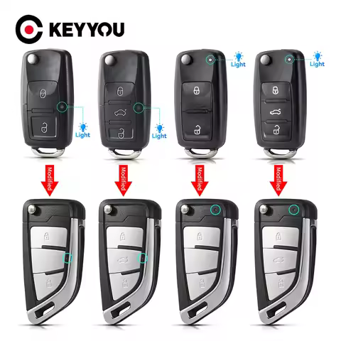 KEYYOU 2/3 Buttons Car Key Shell Modified Flip Folding Key Case For VW Golf 8 Style Casing Beetle Ti