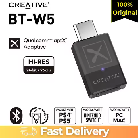 Creative BT-W5 Smart Bluetooth 5.3 Audio Transmitter with aptX Adaptive for PS4/PS5/Nintendo Switch/