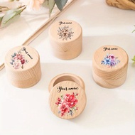 Customized name flower pattern wooden baby teeth box, newborn gift, baptism gift, flower pattern too