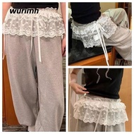 WURIMH924YYI Lace Up Ruffles Skirt, Harajuku Embroidered Flower Lace Mini Skirt,  Y2K Streetwear See