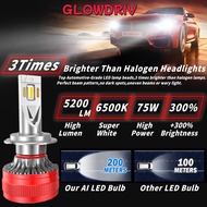 AI LED headlight bulbs 2pcs Al Mobile APP Control color High Power 150W H4H1H7H11 9005 9006 9012