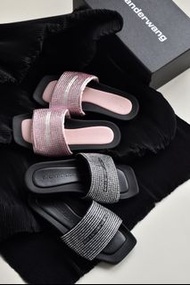 ALEXANDER WANG aw carter亞歷山大王 燙鉆拖鞋 Jennie 大王這雙 拖鞋好絕 樂福鞋 黑色