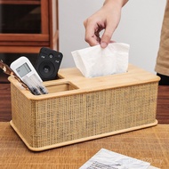 Light Luxury Coffee Table High-value Desktop Hotel Bamboo Wooden Box Tissue Box Multifunctional Stor