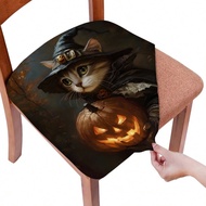 1/4/6/40pcs Halloween Themed A Kitten Holding A Jack-O'-Lantern Printed Removable Full-Cover Stretch