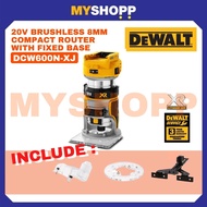 DEWALT DCW600N-XJ 20V Brushless 8mm / 1/4" Router with Fixed Base (Bare Unit)