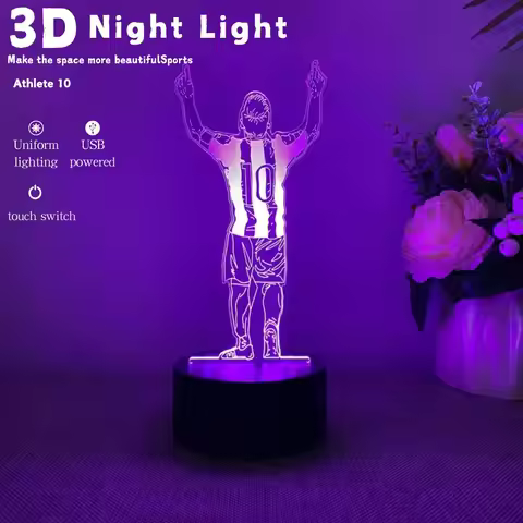 1PC Player No.10 Back 3D Night Light Football USB Touch 3D LED Desk Lamp Creative Birthday Gift