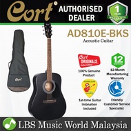 Cort AD810E Dreadnought Spruce Top Acoustic Electric Guitar With Bag - Black Satin (AD810 E)
