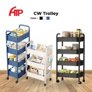 ATP Multifunction 3/4 Layer Storage Trolley Rack with Wheel - White/Black/Blue