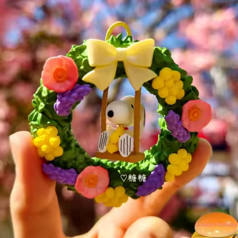 Re-Ment Snoopy Wreath Series Cute Desktop Wreath Decoration Ornament Collection Trendy Item Birthday