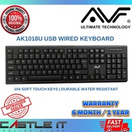 AVF AK1018U USB Wired Keyboard 104 Soft Touch Keys Durable Water Resistant