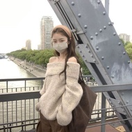 knitwear woman baggy knitwear woman plus size cute knitwear Korean Style One-Shoulder Sweater - Autu