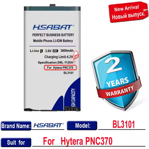 HSABAT BL3101 3600mAh Battery for Hytera PNC370 PNC 370 Walkie-Talkie Batteries
