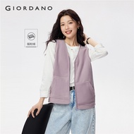 Giordanoผู้หญิง กระเป๋าจิงโจ้ขนแกะ เสื้อกั๊กคอวี Free Shipping 13372819