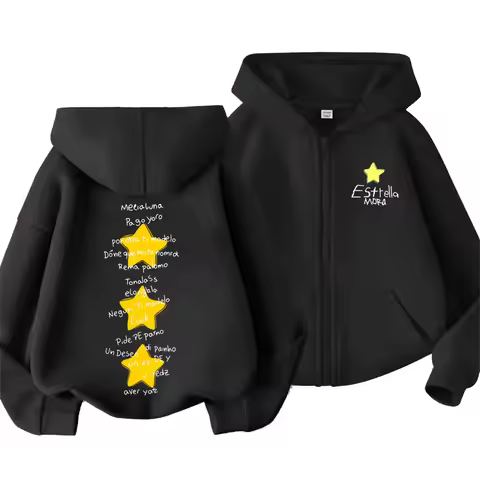Rapper Mora Estrella Star Graphic Zipper Hoodie Men Women Hip Hop Fashion Vintage Zip Up Jacket Male