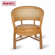 ST/💚Rattan Chair Single Armchair Elderly Rattan Chair Woven Natural Rattan Leisure Chair Balcony Living Room Rattan Chai