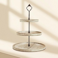 3-Tier Dessert Stand Farmhouse 3 Tier Serving Tray Wooden Dessert Stand Rustic Platter Distressed fo
