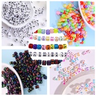 Acrylic Square Letter Beads 6x6mm 100pcs Colorful Mixed Alphabet Cube Beads Charms For Handmade Frie