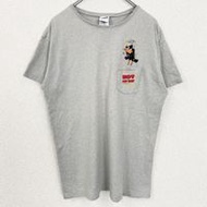 古著華納兄弟 Looney Tunes 短袖刺繡口袋 T 卹，灰色，M 碼