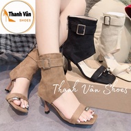 Felt boots with cross straps and toe clips 5 centimeters high (G0296)