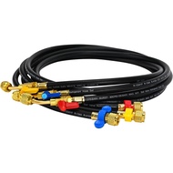 Upgraded 1/4" A2L Refrigerant Hose,72", Compact Ball Valve Refrigerant Hose Kit with Color-Coded Wre