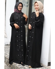 Haifa Abaya Jetblack Woolpeach Premium