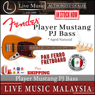 Fender Player Mustang PJ Bass Guitar, Pau Ferro Fretboard - Aged Natural