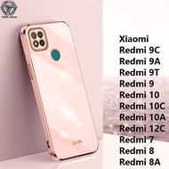 YuPin เคสโทรศัพท์ปิดขอบตรงสำหรับ Xiaomi Redmi 9C / 9 / 9A / 9T / 12 / 12C / 10 / 10C / 10A / 13C / 8 / 8A / 7 ฝาหลังโทรศัพท์ซองนุ่มกันกระแทกที่มีสีสันและเงางาม