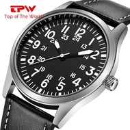 TPW 41mm North Field Watch Japan Quartz Movement Watches Steel Strap Wristwatch for Men
