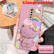 Casing OPPO Reno 2F reno2 F reno 2 F reno 2 phone case Softcase Electroplated silicone shockproof Protector  Cover new design Makeup mirror Hello Kitty Cat with Holder DDXKT01