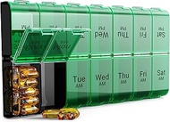 Extra Large Daily Pill Organizer 2 Times a Day, XL 7 Day Pill Box AM PM, Jumbo Weekly Pill Case, Day