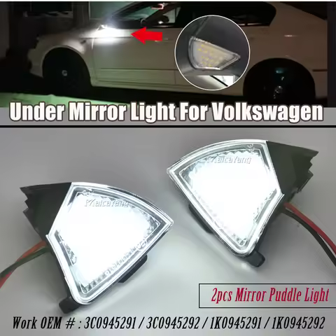 2x Error Free LED Under Mirror Light Puddle Lamps For VW Golf 5 GTI Mk5 Jetta Passat B6 CC R32 Shara