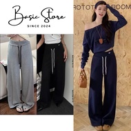 Women's Wide-Leg Pants in Thick and Soft Umi Felt Fabric, Basic Store Fashion Wide-Legged Fleece Pan