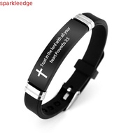 SPARKLEEDGE Family Friendship Bracelet, Silicone Material Cross Design Inspirational Quote Bracelets