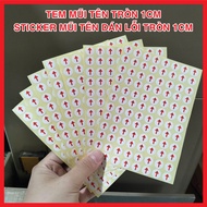 ROUND ARROW STICKER 1CM, ROUND ARROW STICKER LABEL 1CM