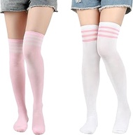 2 Pairs of Overknee Stockings Women's Knee Socks & Thigh Highs Femboy Soft Overknee Stockings - Whit