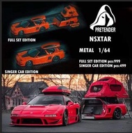 Pretender 1:64合金模型！NSX 第1代NA1，NSXTRA改装版。首批預售中，Red紅色含車頂行李箱。豪華版另加含拖車+帳篷+電單車+樓梯，限量499台，售完即止。
