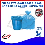 SUCCESS 30pcs 47 x 54cm Super Heavy Duty Blue Garbage Bag Rubbish Bag Trash Bags M Size Storage Beg 
